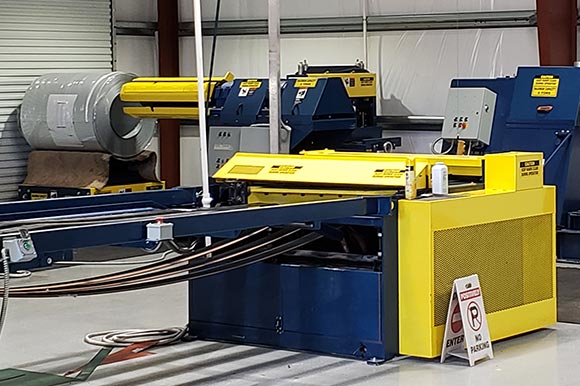 Steel coil staged for roll forming